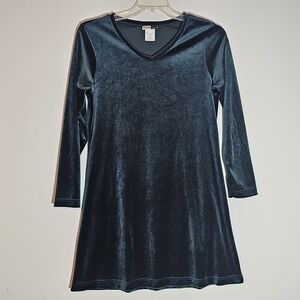 Dress.com Dress Womens Medium Black Velvet V Neck Long Sleeve A Line Soft Party